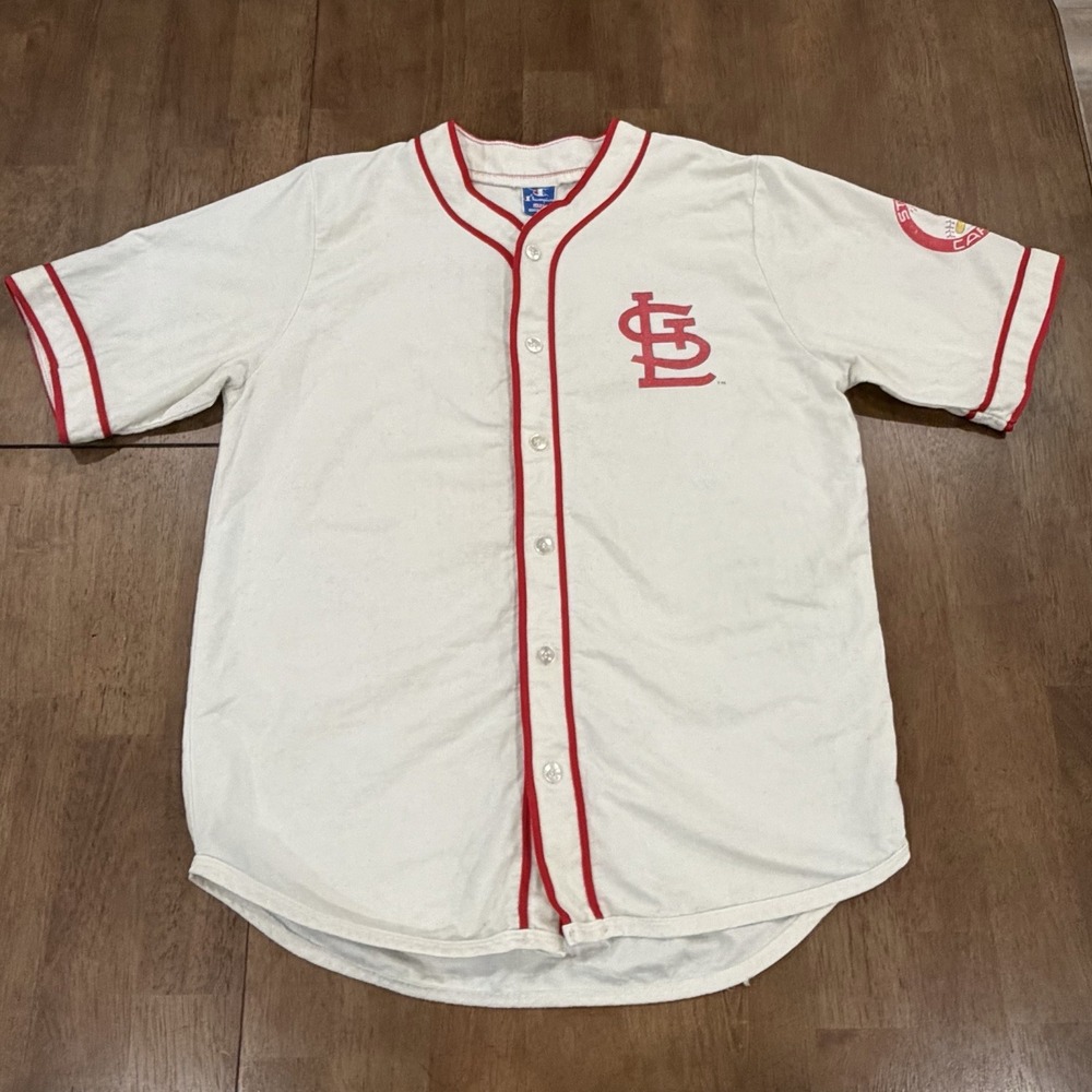 Vintage 90's St. Louis Cardinals Champion Jersey Size Large Cream Colored